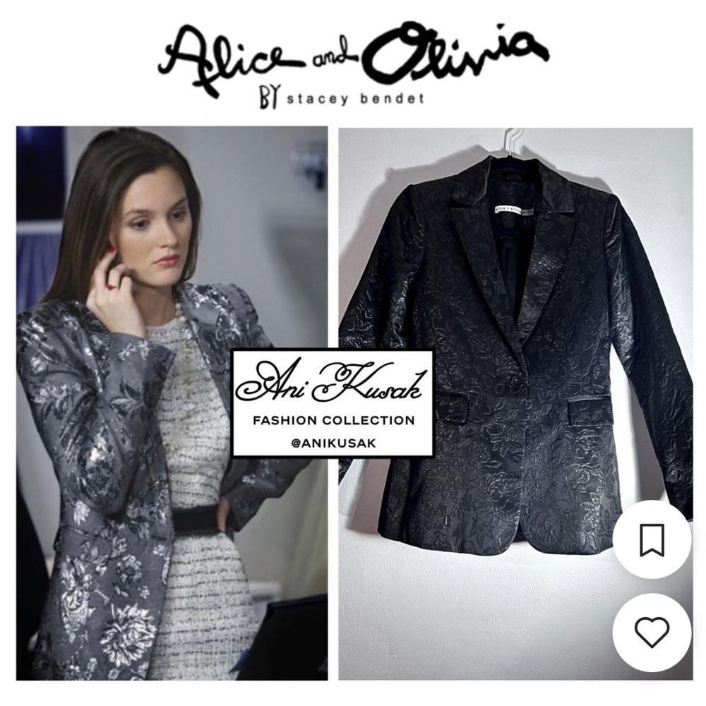NWT Alice + Olivia by Stacy Bendet Macey Black Brocade Blazer Jacket Size 2